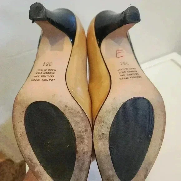 Anyi Lu peep toe pumps in black and tan - Picture 5 of 6